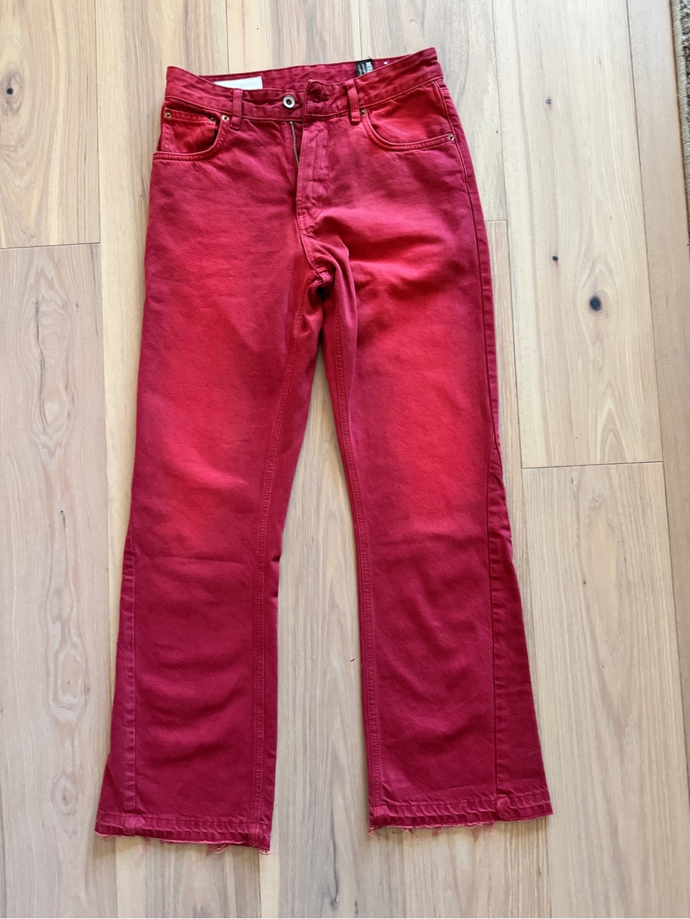 Unisex Red Jeans - Classic Straight Fit